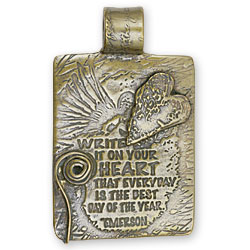 Bronze Quote Pendant - Write It On Your Heart