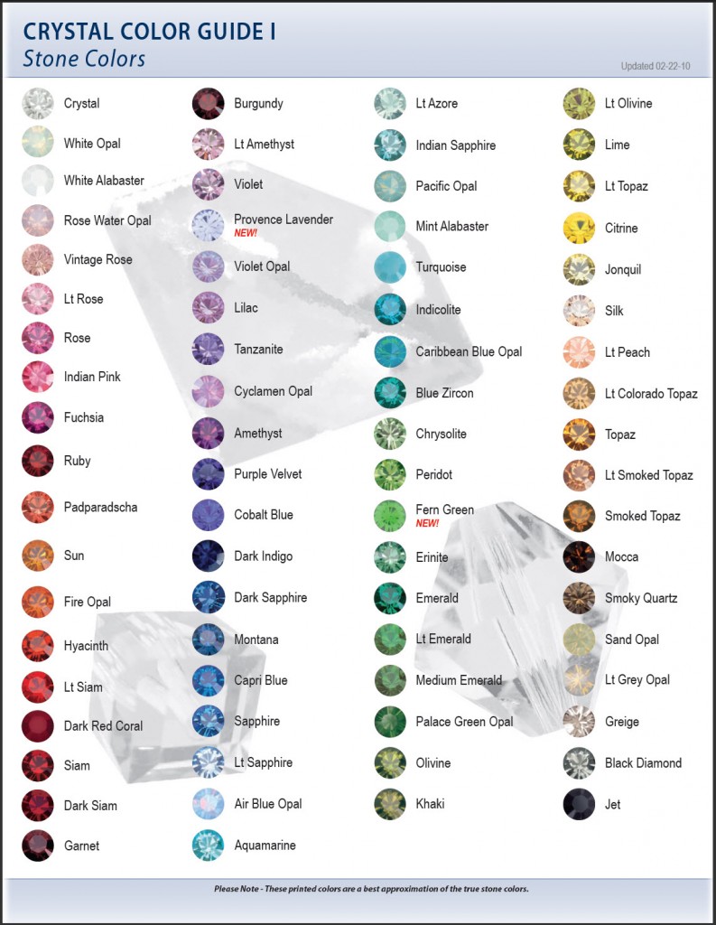 Swarovski Color Chart I Stone