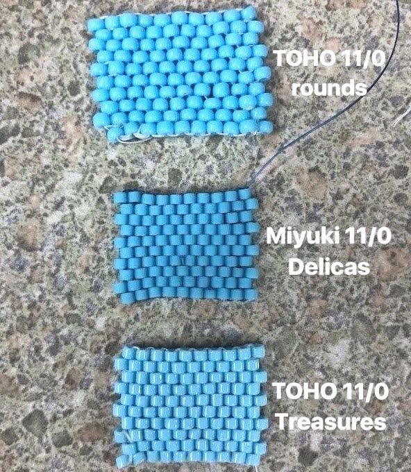 Comparing Seed Beads in Brick Stitch