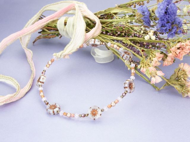 Rose Water Opal beads in the Flower Girl Choker